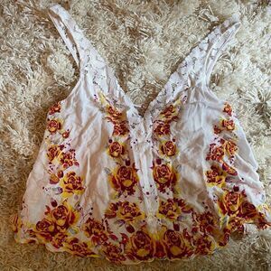 Free People Tank Top - Floral with Lace. Size Small